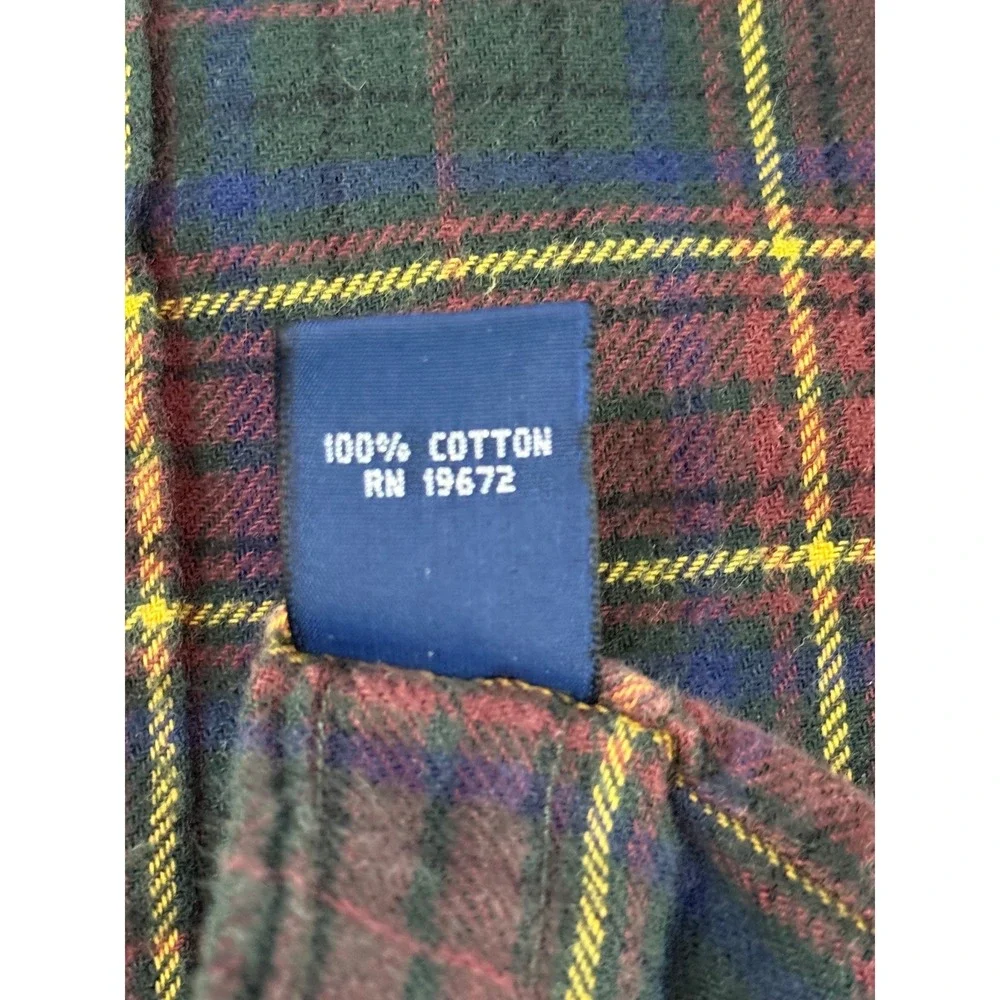 Ralph Lauren Boys SZ 6 Preppy Plaid Flannel Burgundy Blue Green Yellow Pony Logo